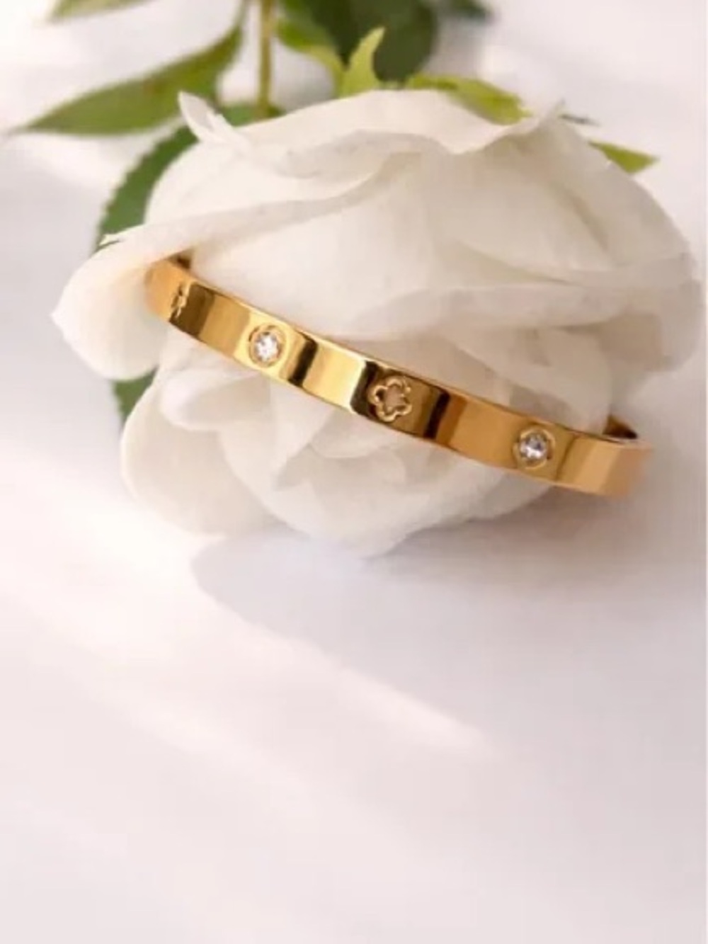 Classic Gold Crystal Accent Women's Bangle